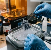 Resin Cleaning Guide — Wash & Cure 3D Prints Safely | 3D-P.eu 1 Cleaning resin 3D print in isopropyl alcohol wash station (AI Generated Image)