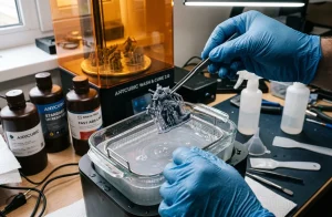 Resin Cleaning Guide — Wash & Cure 3D Prints Safely | 3D-P.eu Resin Cleaning Guide — Wash & Cure 3D Prints Safely | 3D-P.eu (AI Generated Image)