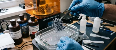 Resin Cleaning Guide — Wash & Cure 3D Prints Safely | 3D-P.eu (AI Generated Image)