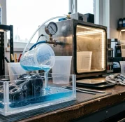Silicon mould tools and 3D printed master pattern on a workbench