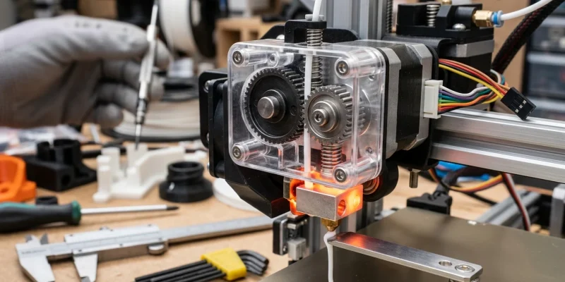 3D Printer Extrusion Troubleshooting: Under-Extrusion, Clogs & Slipping Fixes (AI Generated Image)
